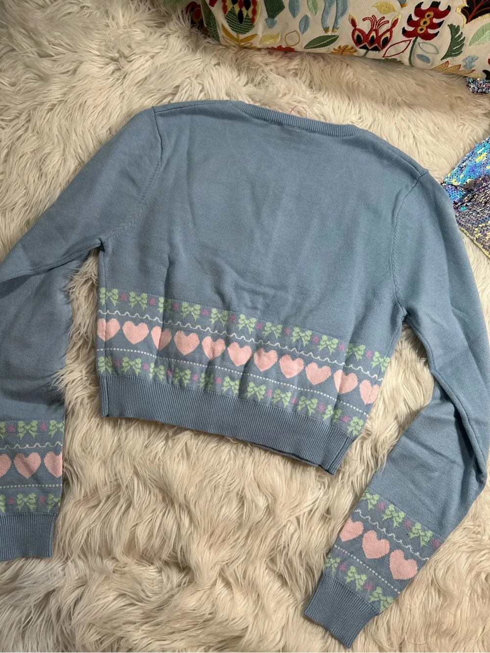Dolls Kill • Sugar Thrillz Passion For You Intarsia Cute Pastel Cardigan Sweater